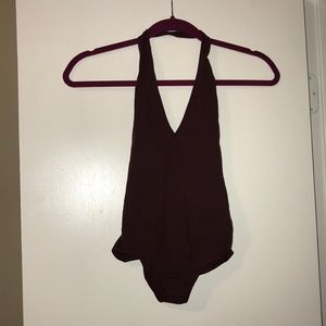 Burgundy Deep V Leotard